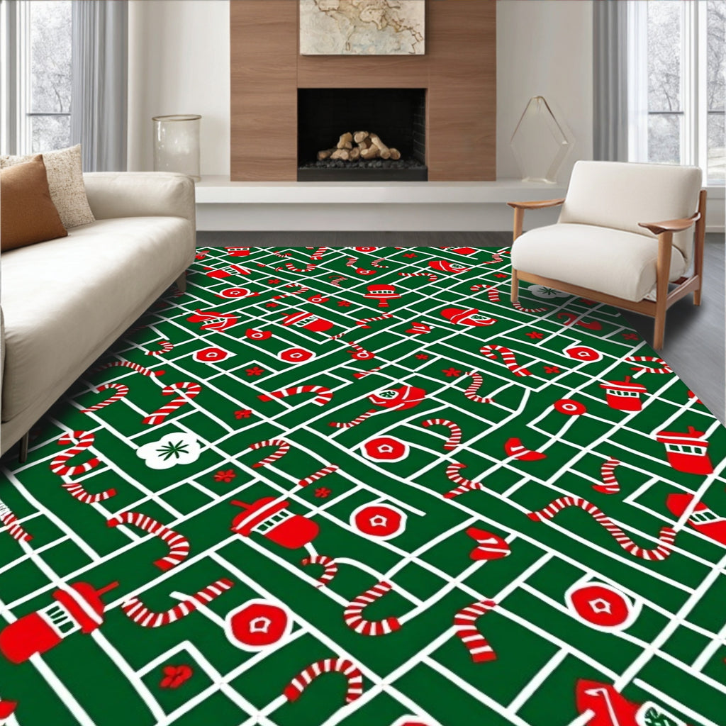 Red And White Festive Holiday Sweater Rug
