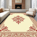 Crimson Floral Border Cream Center Rug