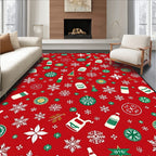 Red Snowflake Party Objects Rug