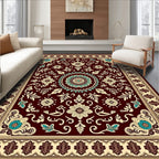 Crimson Medallion Floral Vines Rug