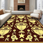 Victorious Gold Trophy Emblem Deep Red Rug