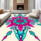 Vibrant Fuchsia Teal Starburst Medallion Rug