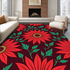 Vibrant Red Flower Garden Rug