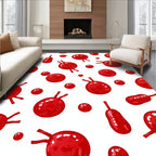Crimson Red Whimsical Bouncy Balls Rug