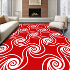 Crimson Swirl Curlicue Abstract Rug
