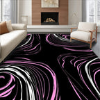 Pink Swirl Abstract Black Rug