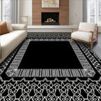 Geometric White Ornate Border Rug