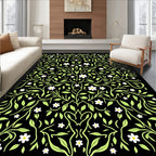 Whimsical White Daisy Vine Swirl Rug