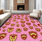 Pink Red Crested Shield Arrangement Rug