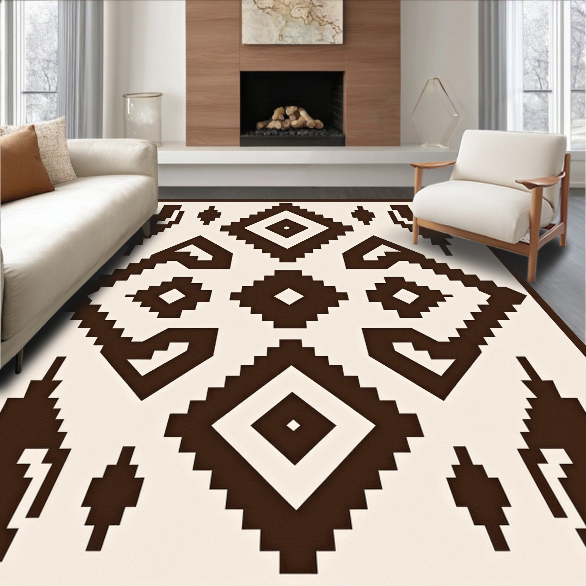 Rustic Earthy Diamond Tribal Rug