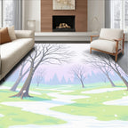 Winter Snowfall Forest Path Rug