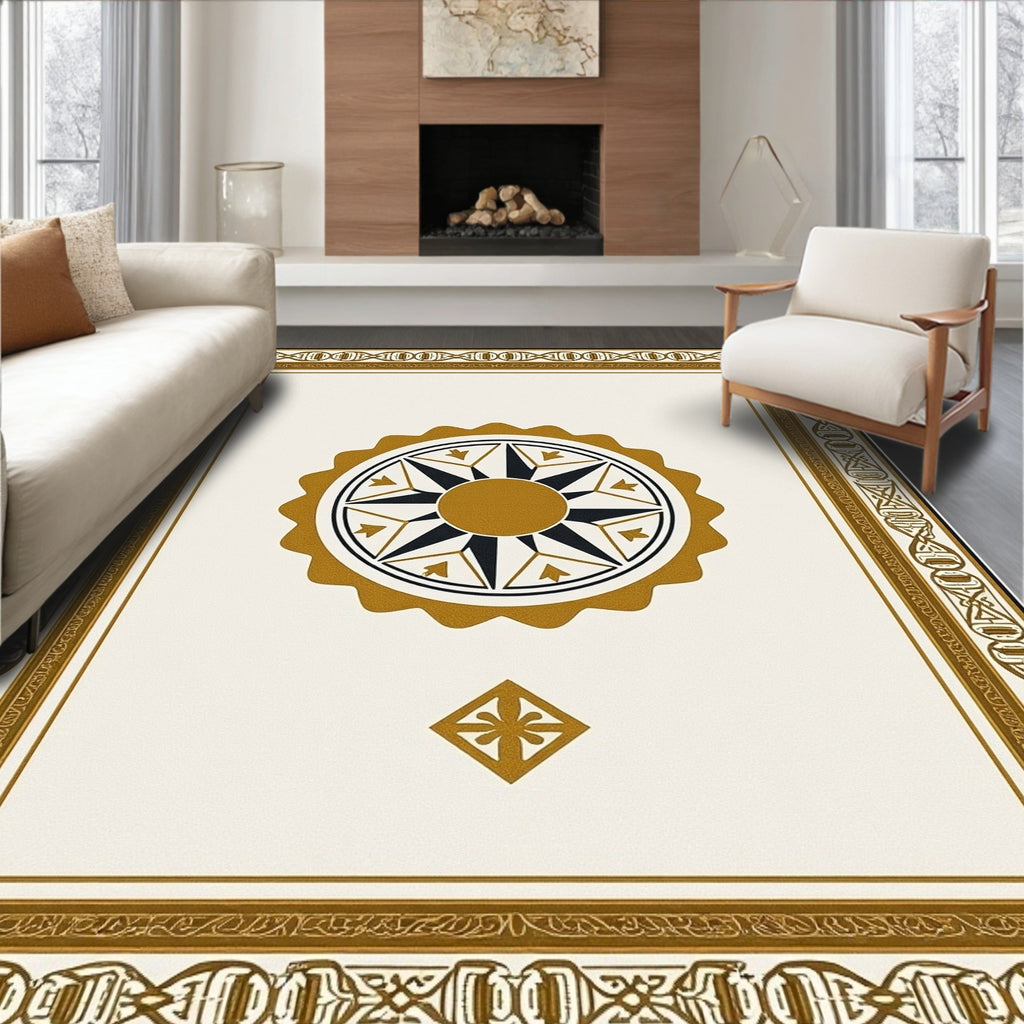 Gold and Black Starburst Medallion Rug