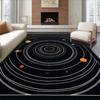 Black Celestial Solar System Orbits Rug