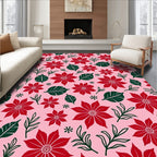 Red Petal Pink Floral Garden Rug
