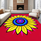 Vibrant Yellow Sunflower Radial Rug