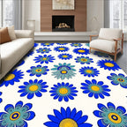 Vibrant Blue Golden Daisy Collage Rug