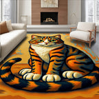 Orange Tabby Cat Swirls Background Rug