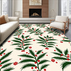 Festive Green Berry Sprig Repeat Rug