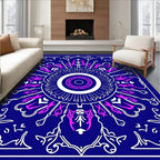 Deep Blue Fanciful Mandala Rug