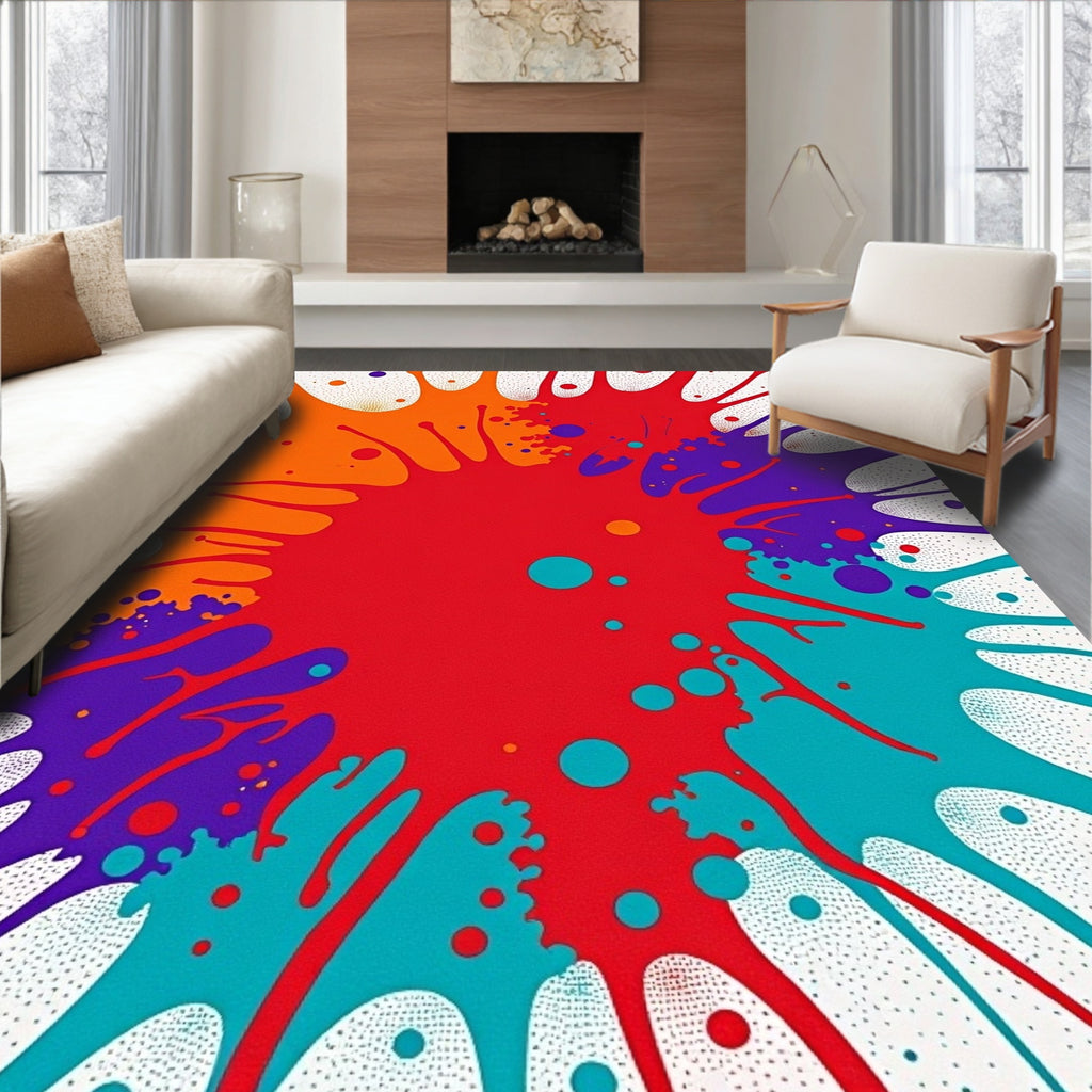 Vibrant Splatter Paint Burst Rug