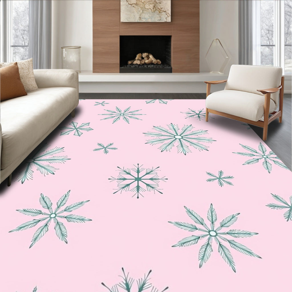 Pink Watercolor Snowflake Scatter Rug