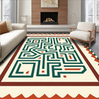 Teal Maze Cream Border Rug